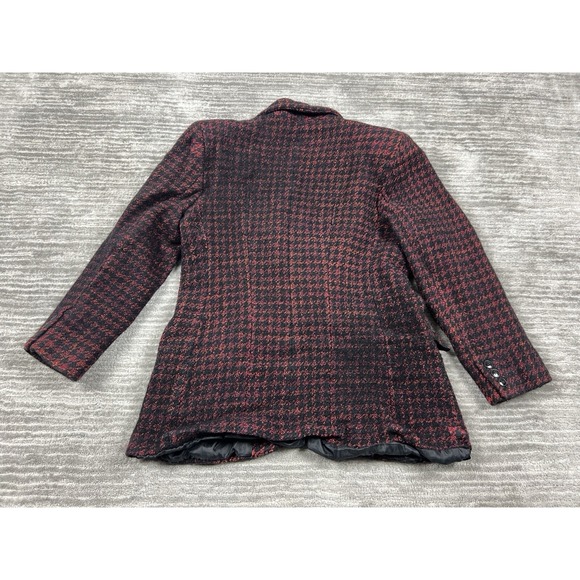 Liz Claiborne Collection Blazer Medium Womens Red Black Houndstooth Wool‎ Blend - Picture 7 of 10